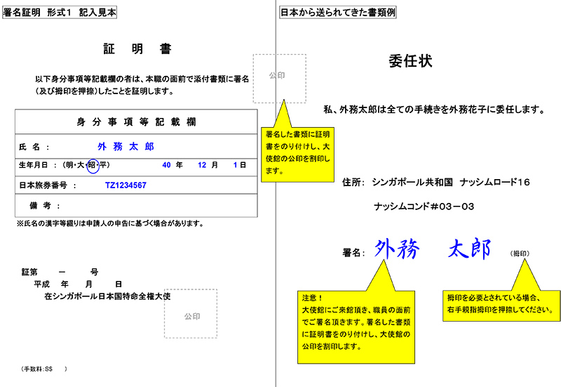 サイン証明書見本